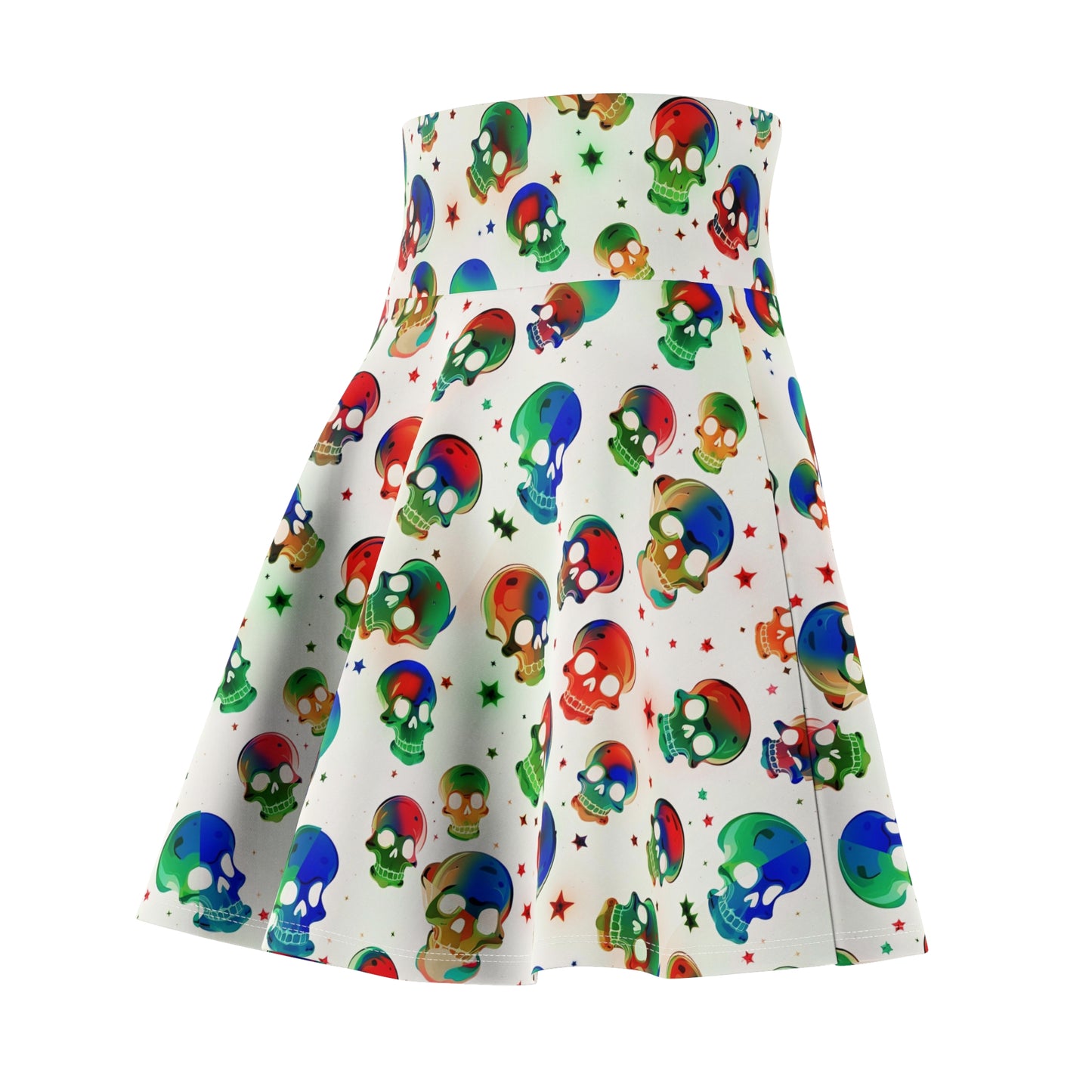 Skulls (White) Skater Skirt