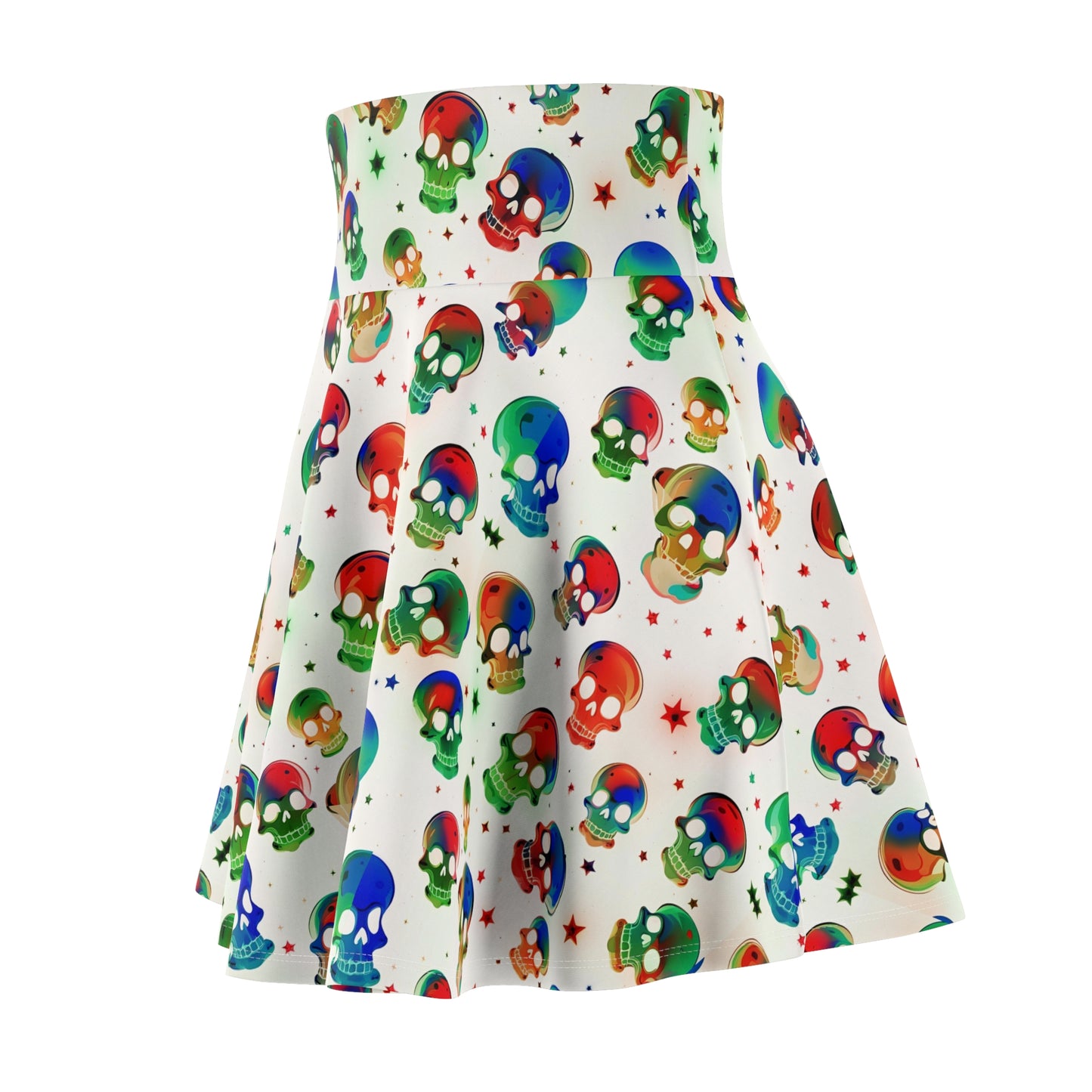 Skulls (White) Skater Skirt