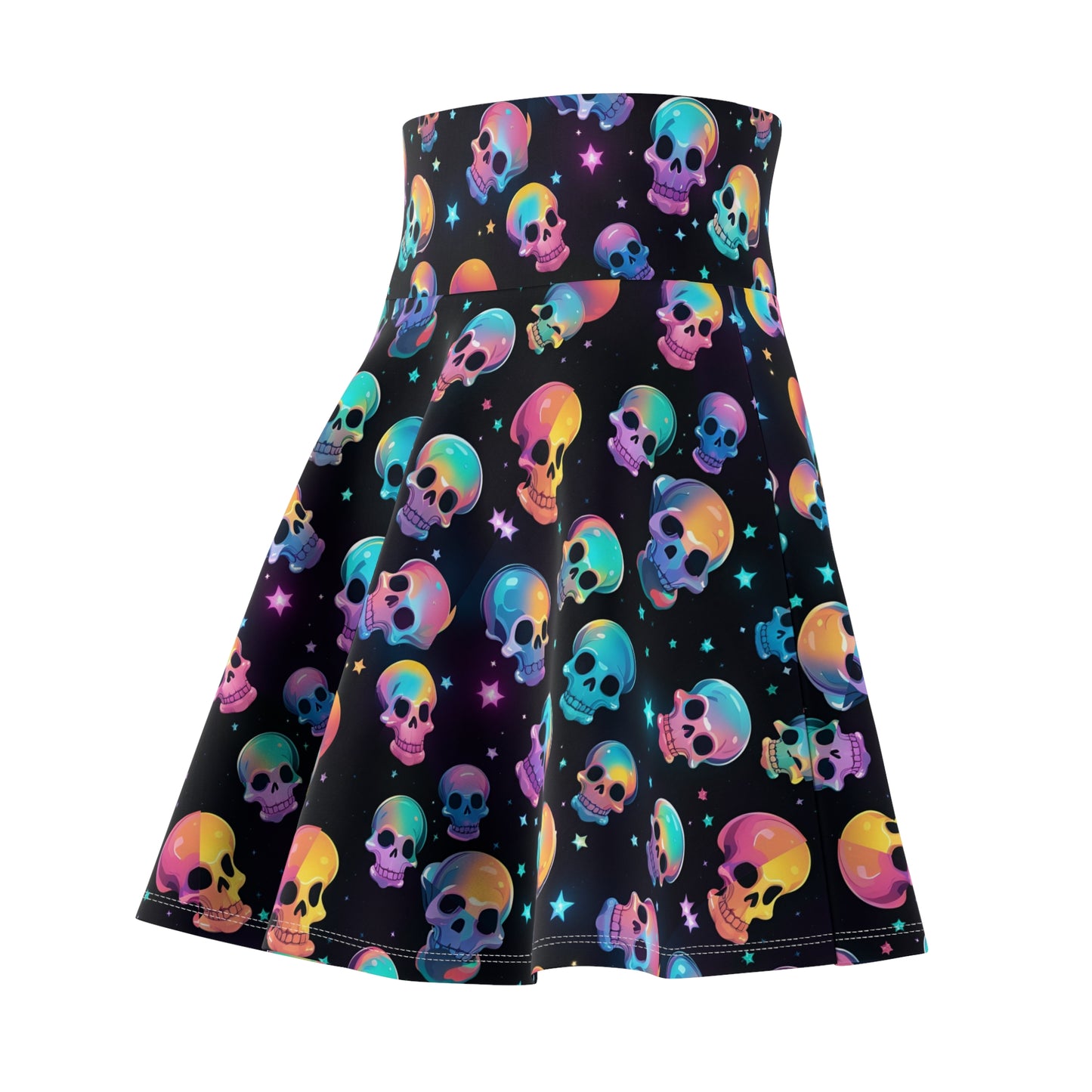 Skulls (Black) Skater Skirt