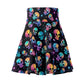 Skulls (Black) Skater Skirt