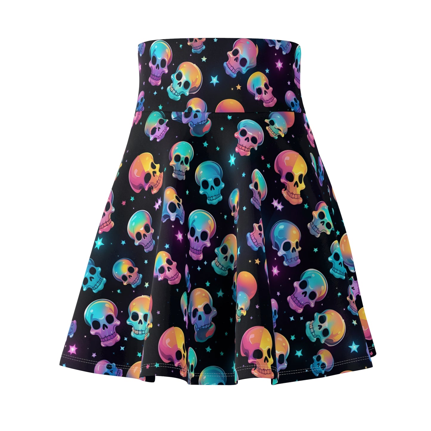 Skulls (Black) Skater Skirt