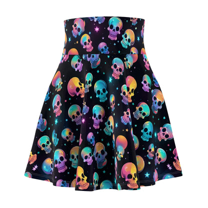 Skulls (Black) Skater Skirt