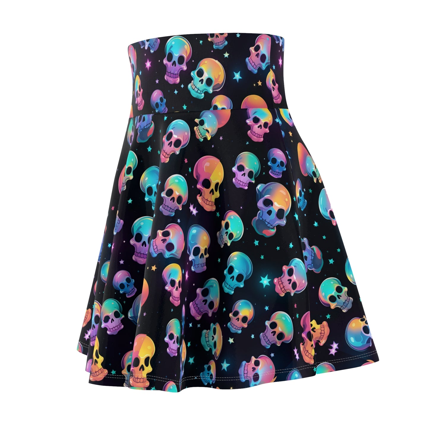 Skulls (Black) Skater Skirt